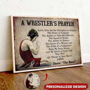 A Wrester's Prayer-Personalized Wrestling Poster-Gift For Husband,Boyfriend,Son