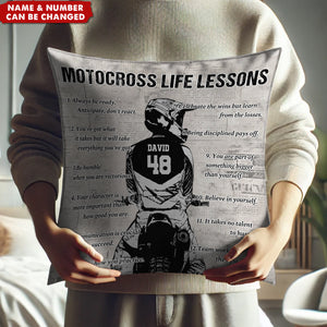 Gift For Motocross Lovers-Personalized Motocross Life Lessons Pillow