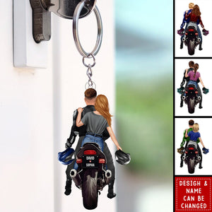 Personalized Couple Biker Acrylic Keychain-Gift For Motorcycle Bikers