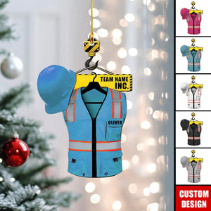 Personalized Construction Worker Acrylic Christmas Ornament - 2024 New Release