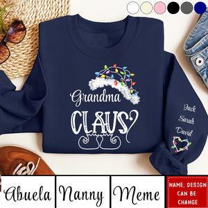 2024 New Release Nana Claus Christmas Light Hat with Grandkid Personalized Sweatshirt