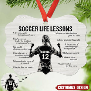 Personalized Soccer Life Lessons Wooden Ornament - Gift For Soccer Lovers