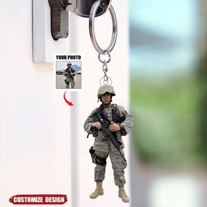 Personalized Upload Photo Keychain - Gift For Military