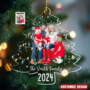 Custom Family Photo On Christmas Tree Lights - Personalized Acrylic Family Photo Ornament - 2024 New Release