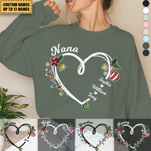 2024 New Release Nana Heart Christmas And Grandkids Sweatshirt