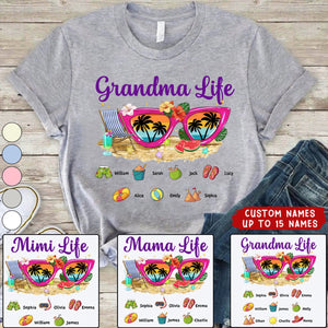 Nana Mimi Grandma Life Sunglasses Beach Vibes Summer Vacation Personalized T-Shirt