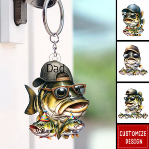 This Grandpa/Dad Belongs to Kids Fishing Keychain