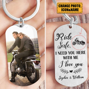 Ride Safe - Personalized Photo Keychain - Gift For Beloved One