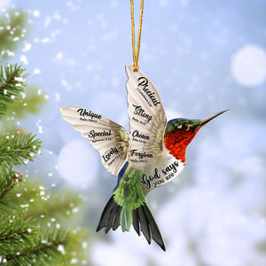 Hummingbird Flying God Says You Are Ornament