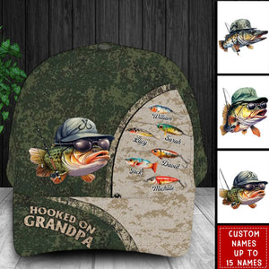 Hooked On Grandpa/Dad - Personalized Classic Cap - Gift For Dad/Grandpa