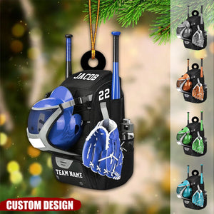 Personalized Baseball&Softball Bag with Helmet & Gloves Christmas Ornament