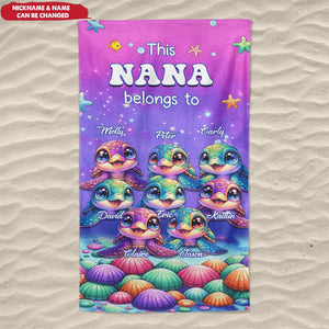 This Grandma belongs to Colorful Turtle - Personalized Beach Towel, Gift for Grandmas Moms Aunties