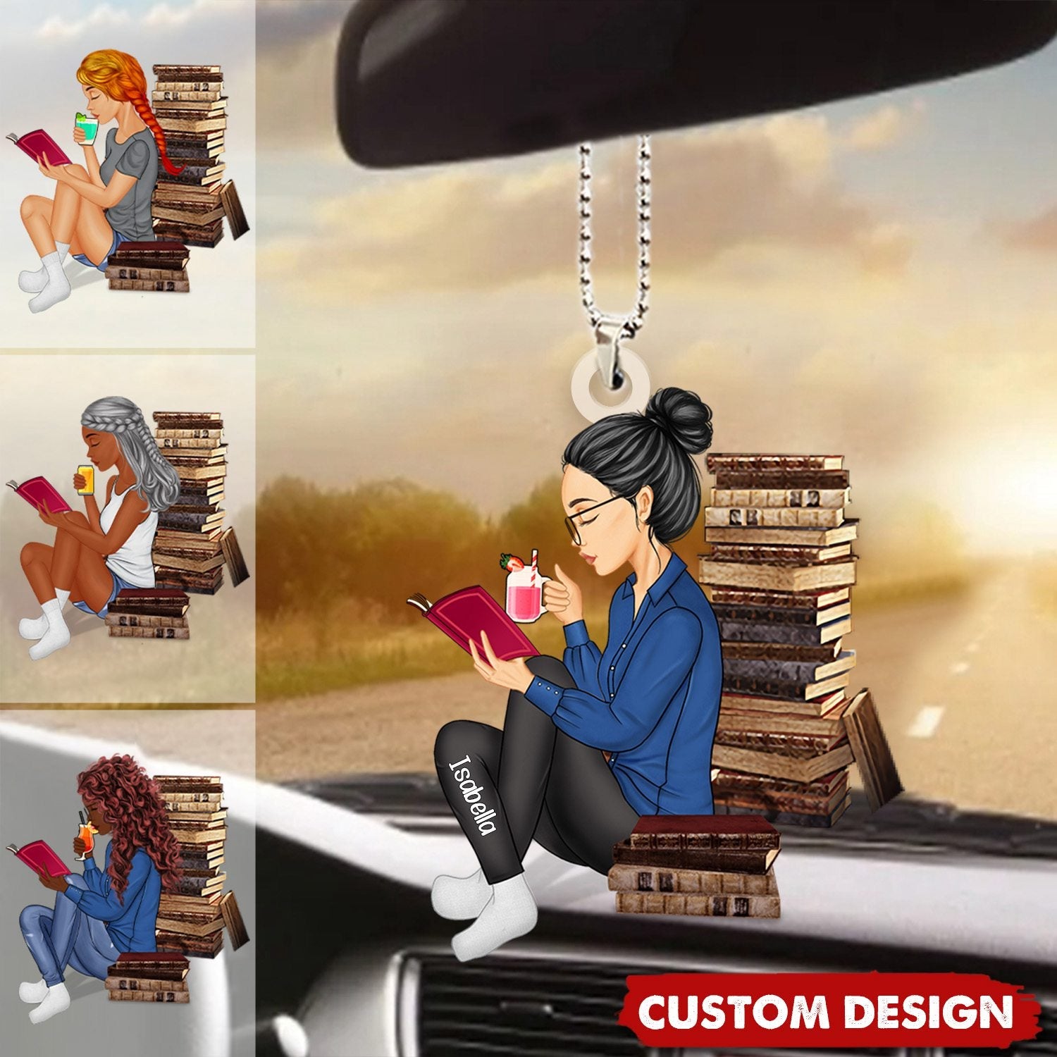 Just A Girl Who Loves Books - Reading Girl - Personalized Acrylic Car Ornament - Gift For Book Lovers