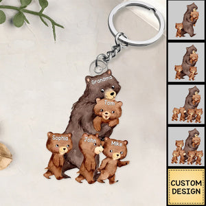 Grandma/Mama Bear With Little Kids - Personalized Acrylic Keychain - Gift For Mom, Grandma