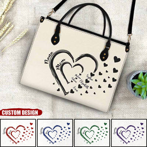 Mom's Grandma's Sweethearts - Gift For Mother, Grandmother - Personalized Leather Bag