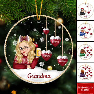 2024 New Release Snowman Grandma Mom - Personalized Circle Ornament-Best Christmas Gift For Family