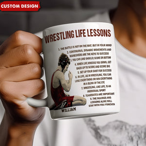 Personalized Wrestling Life Lessons Mug-Gift For Wrestling Lovers