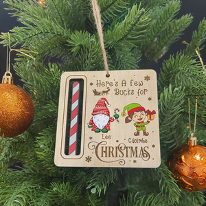 Here's A Few Bucks For Christmas - Personalized Family Wooden Ornament