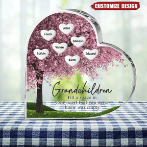 Grandma - Grandchildren Fill In A Space In Your Heart - Personalized Heart Acrylic Plaque