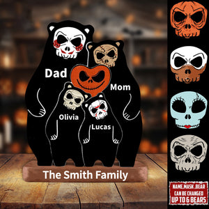 Personalized Halloween Wooden Bear Family Puzzle - Horror Movie Gift