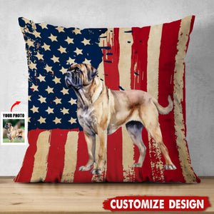 Personalized America Flag Dog Pillow - Gift For Dog Lovers