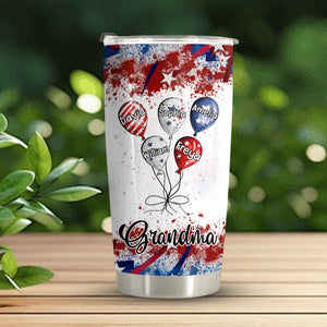 4th July Grandma Auntie Mom Little Balloon Kids American Flag Pattern Personalized Tumbler