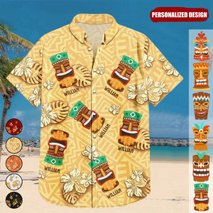 Tiki Tribal Totem Summer Beach Vibe-Personalized Hawaiian Shirt