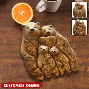 Bear Family - Personalized Family Shaped Wooden Puzzle