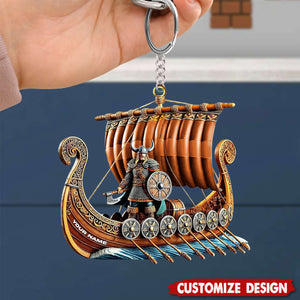 Personalized Viking Ship Keychain - Gift For History Enthusiasts