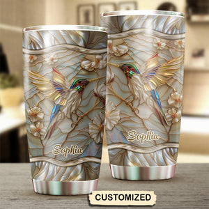 Stained Glass Hummingbird Personalized Name Tumbler