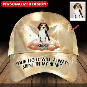 Memorial Upload Pet Photo, Your Light Will Always Shine In My Heart Personalized Classic Cap