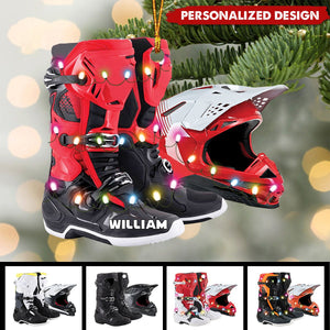 Personalized Motocross Boots Helmet Ornament