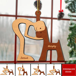 Man Woman And Dog Cat-Personalized Wooden Ornament-Christmas Gift For Dog Lovers, Cat Lovers-2024 New Release