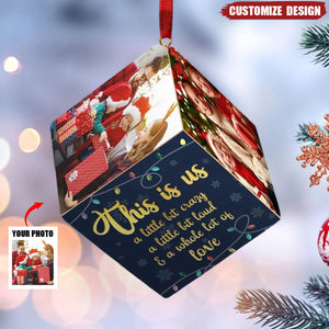 2024 New Release Custom Photo Every Christmas, I Wrap My Family In Love! - Family Personalized Wooden Cube Ornament - Christmas Gift For Family Members