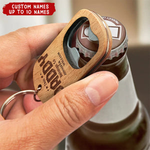 This Grandpa Belongs To Wooden Titles - Personalized Bottle Opener Keychain