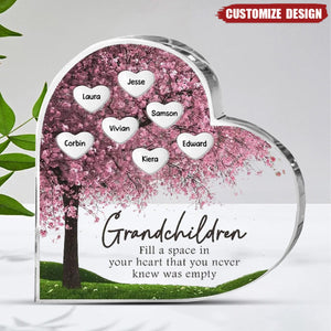 Grandma - Grandchildren Fill In A Space In Your Heart - Personalized Heart Acrylic Plaque