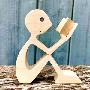 Personalized Wooden Book Lover Carvings