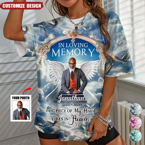 Memorial Custom Photo Angel Wings In Heaven 3D T-shirt