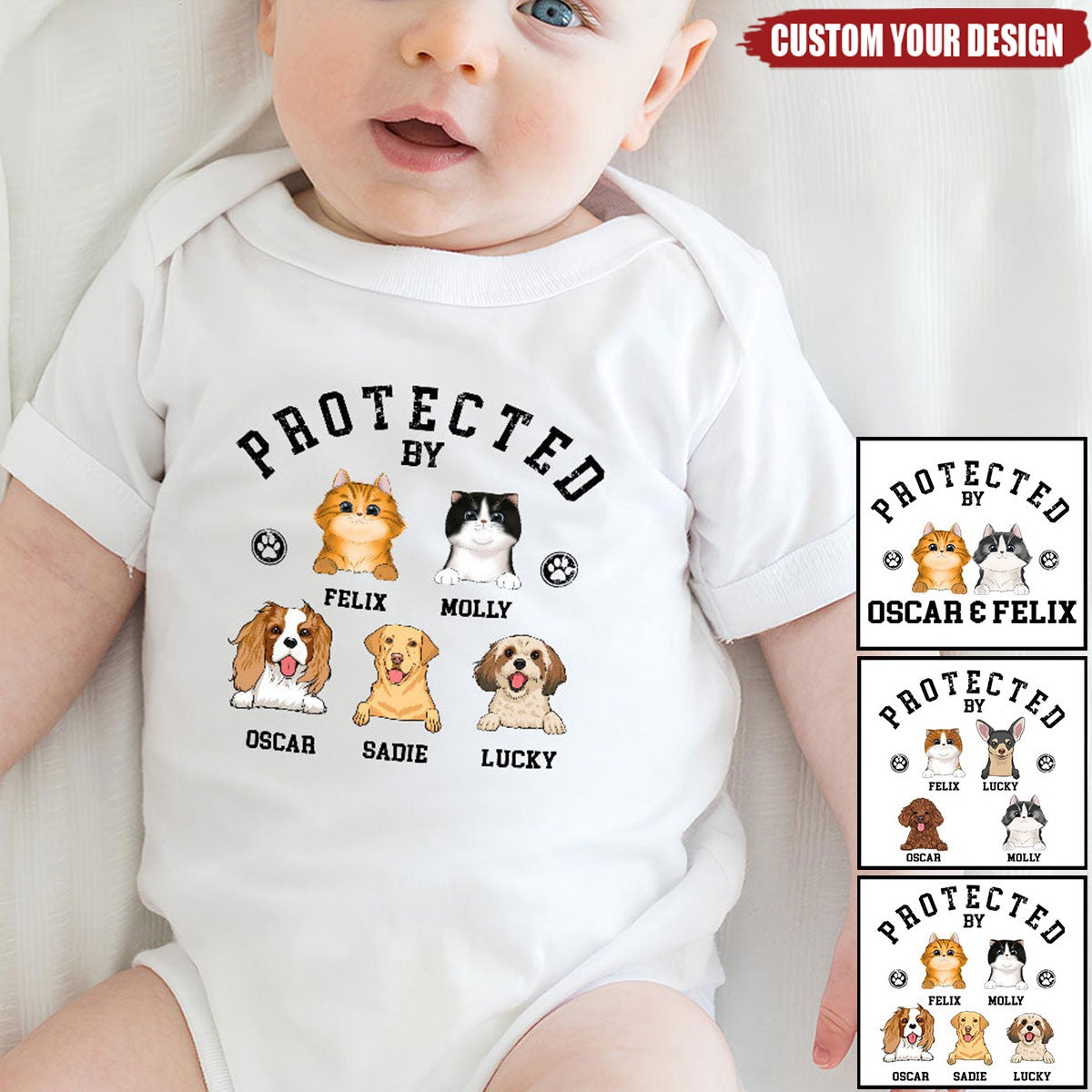 Protected By Pets - Personalized Custom Baby Onesie