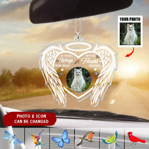 Your Wings Were Ready But My Heart Was Not - Personalized Acrylic Photo Car Ornament