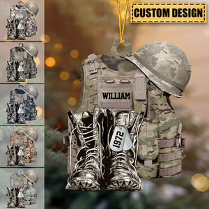 Personalized Military Camo Custom Name Christmas / Car Acrylic Ornament