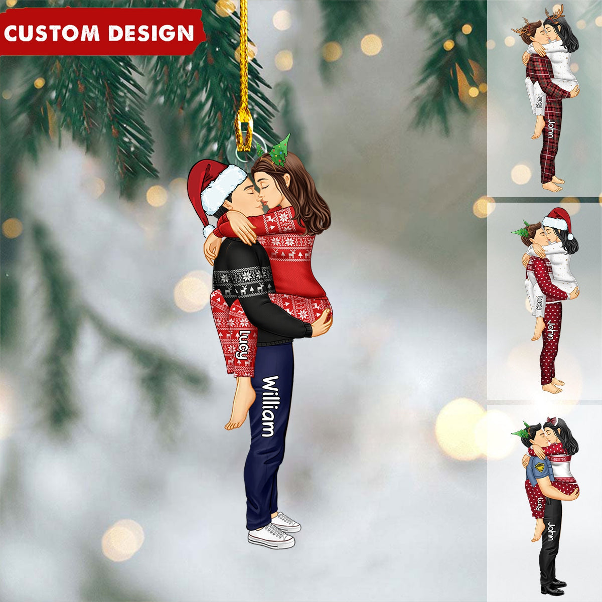 Personalized Couple Kissing Christmas Ornament - Gift For Couples