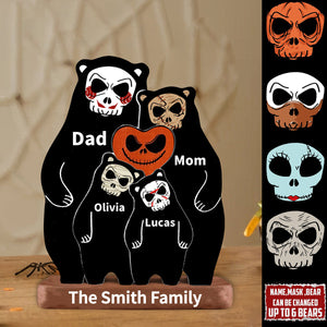 Personalized Halloween Wooden Bear Family Puzzle - Horror Movie Gift