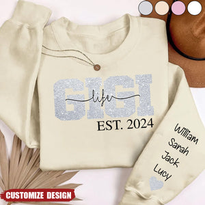 Glitter Mimi Life Est Sweatshirt, Custom Name And Grandkids Sweatshirt