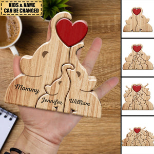 Love Elephant Family - Gift For Mother, Father, Family - Personalized Wooden Puzzle