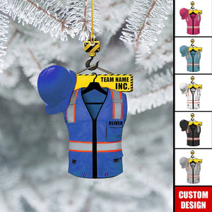 Personalized Construction Worker Acrylic Christmas Ornament - 2024 New Release