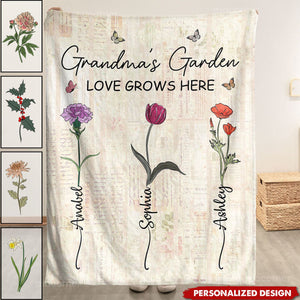 Grandma Garden Blanket-Personalized Blanket-Gift For Grandma