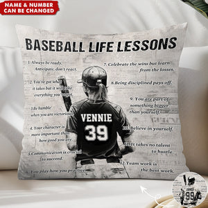 Personalized Baseball Life Lessons Pillow-Gift For Baseball Lovers