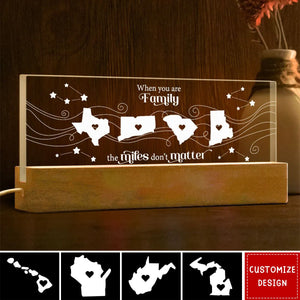 Long Distance Family Friends Siblings Sisters Besties Personalized Acrylic LED Night Light