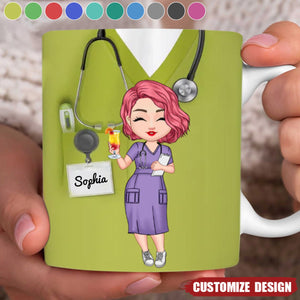 Nurse Scrub CNA RN Healthcare Worker Personalized White Mug